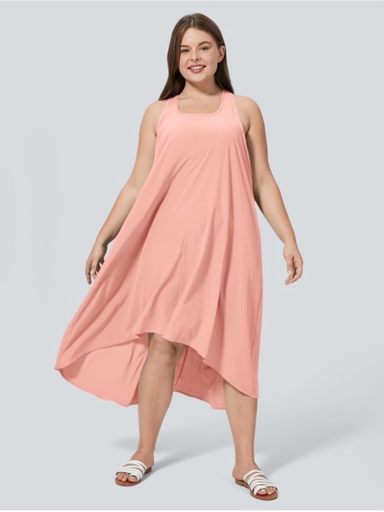 HALARA Dresses & Skirts - HALARA NEW Breezeful RacerPocket High-Low Flowy MIDI Quick Dry Casual Dress 2X